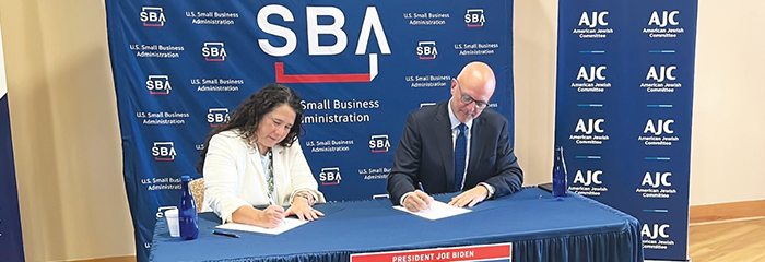 AJC CEO and SBA signing MOU to help small business owners recognize, respond to, and prevent antisemitism and other forms of hate