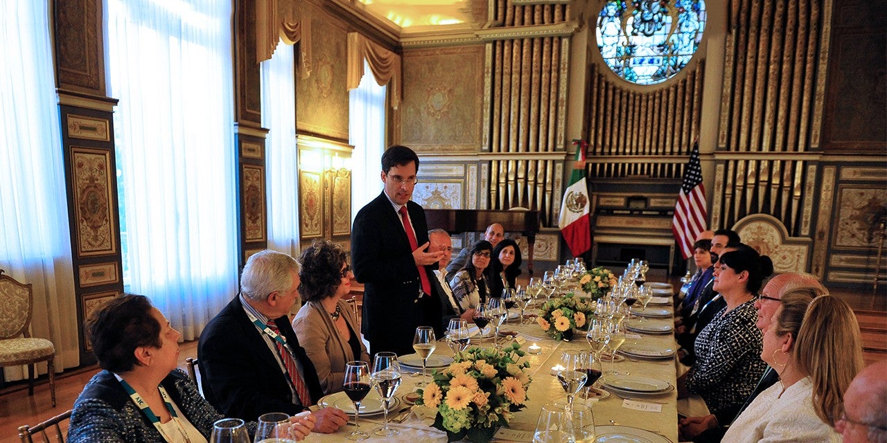 Photo of a National Leadership Council dinner at the Mexican Consulate