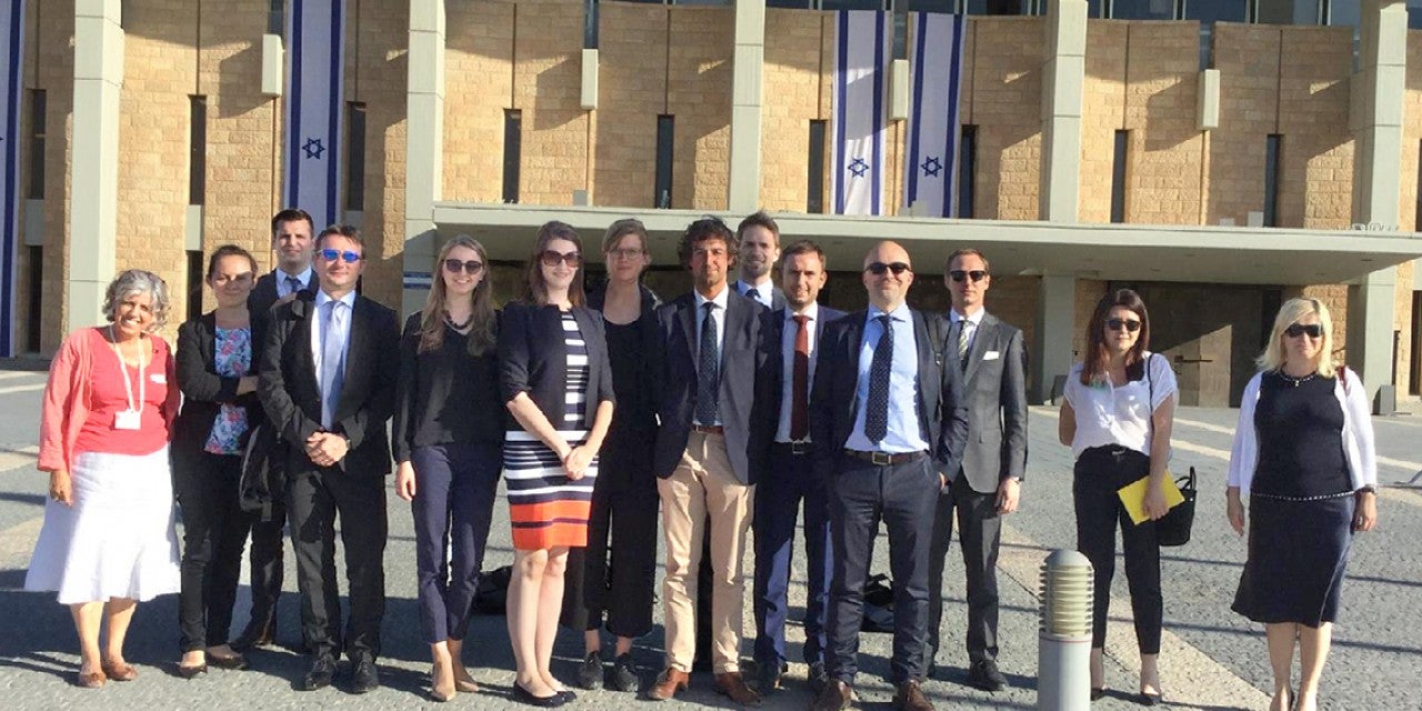 Photo of European Union officials in front of the Knesset
