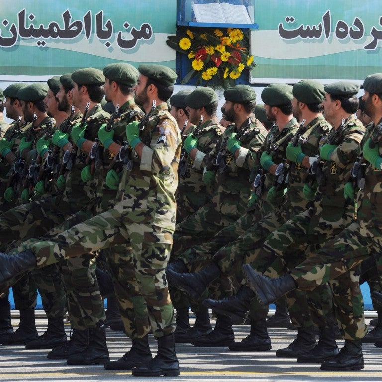 Iranian Revolutionary Guard processing in parade