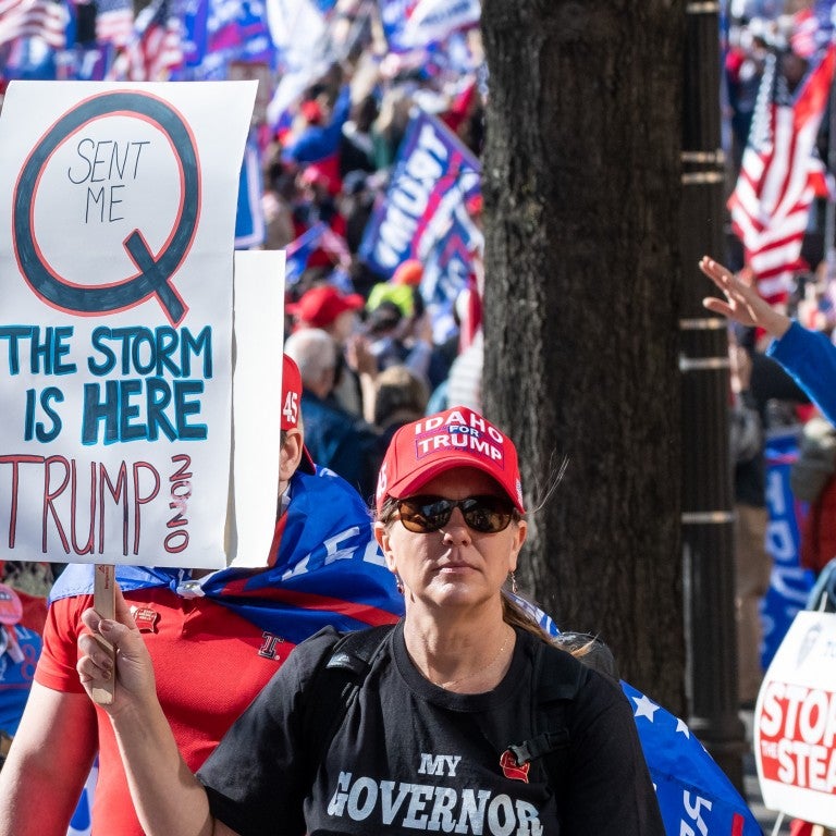 QAnon supporters at rally