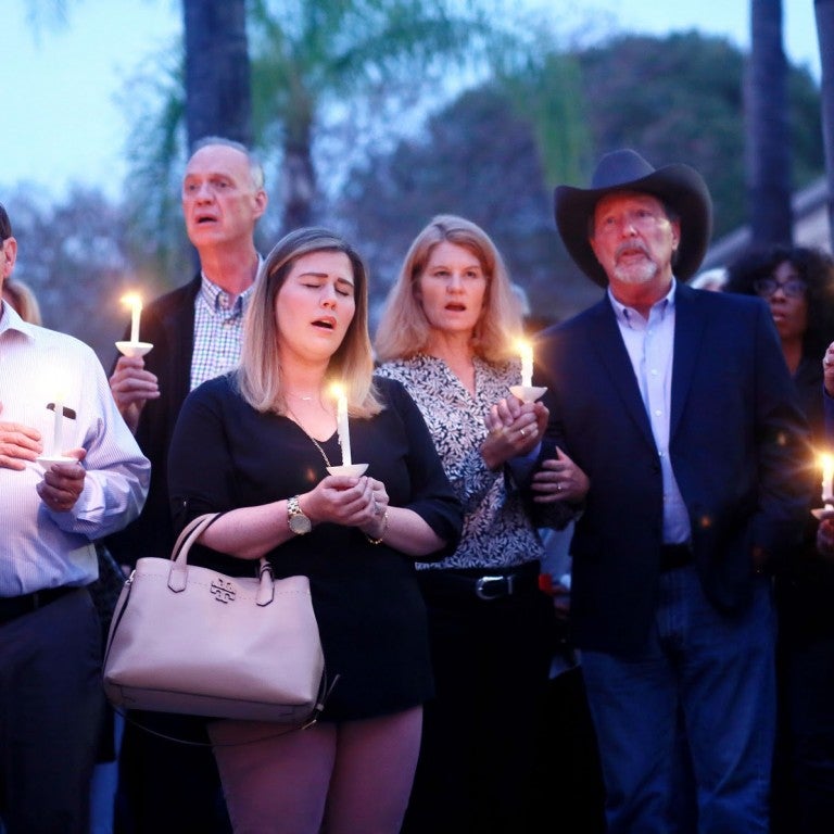 Poway Mayor Steve Vaus at a memorial for the Poway Chabad shooting in 2019