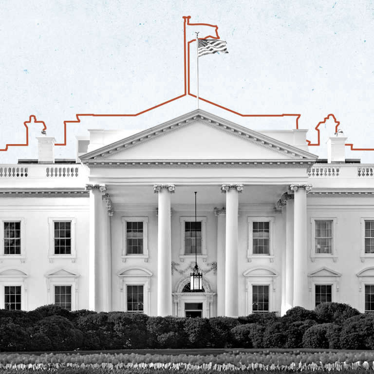Graphic of White House with red outline